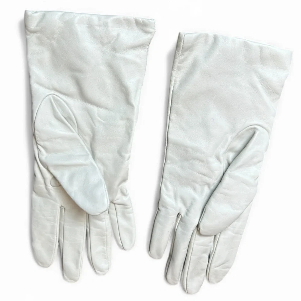 White Cashmere Leather Gloves